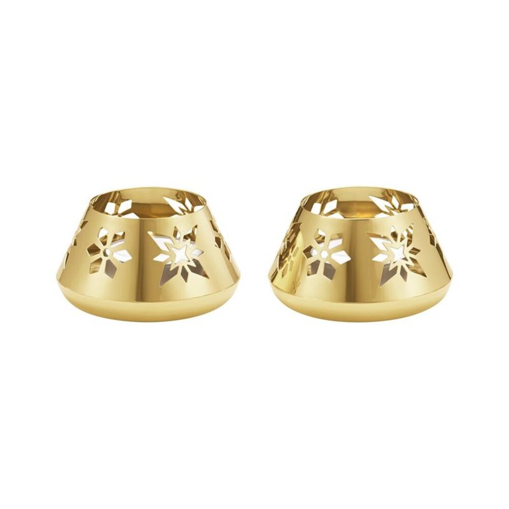 Georg Jensen Hand Polished 2Pc Gold-Plated Snowflake Tea Lights, Gold